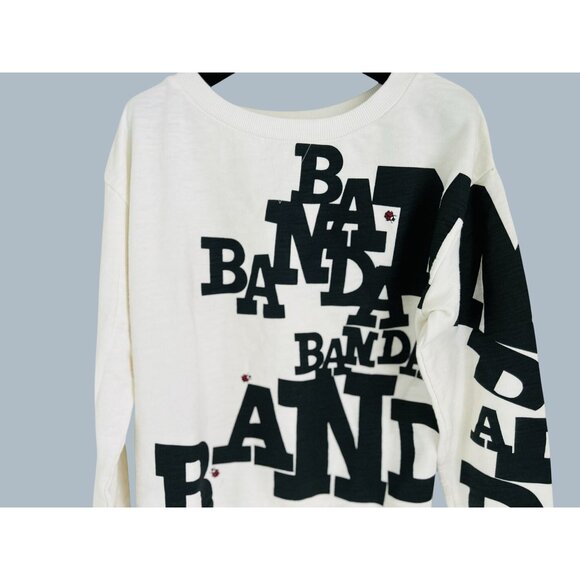 BAND OF OUTSIDERS Terry Cotton Sweatshirt Large Print in Black & White Size 2 - Picture 2 of 10